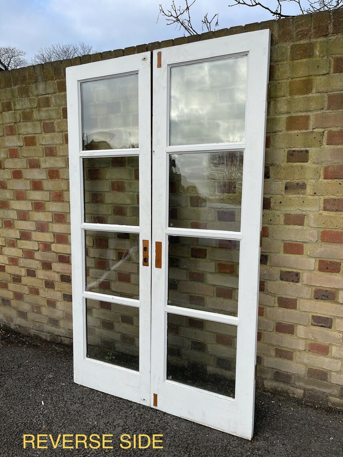 Reclaimed French Double Glazed Wooden Inter-locking Double Doors 1980mm x 1170mm