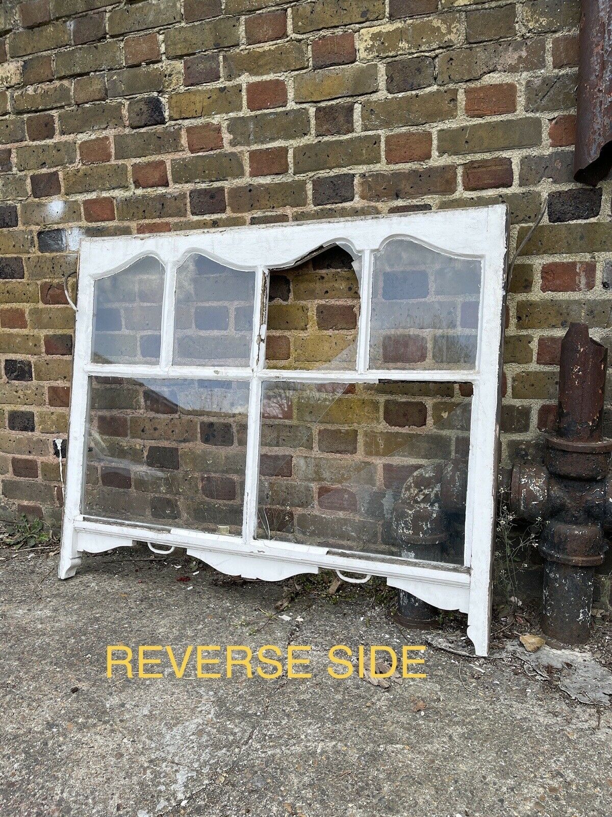 Reclaimed Old Edwardian Arch Panel Wooden Sash Window Rare Wood Carving
