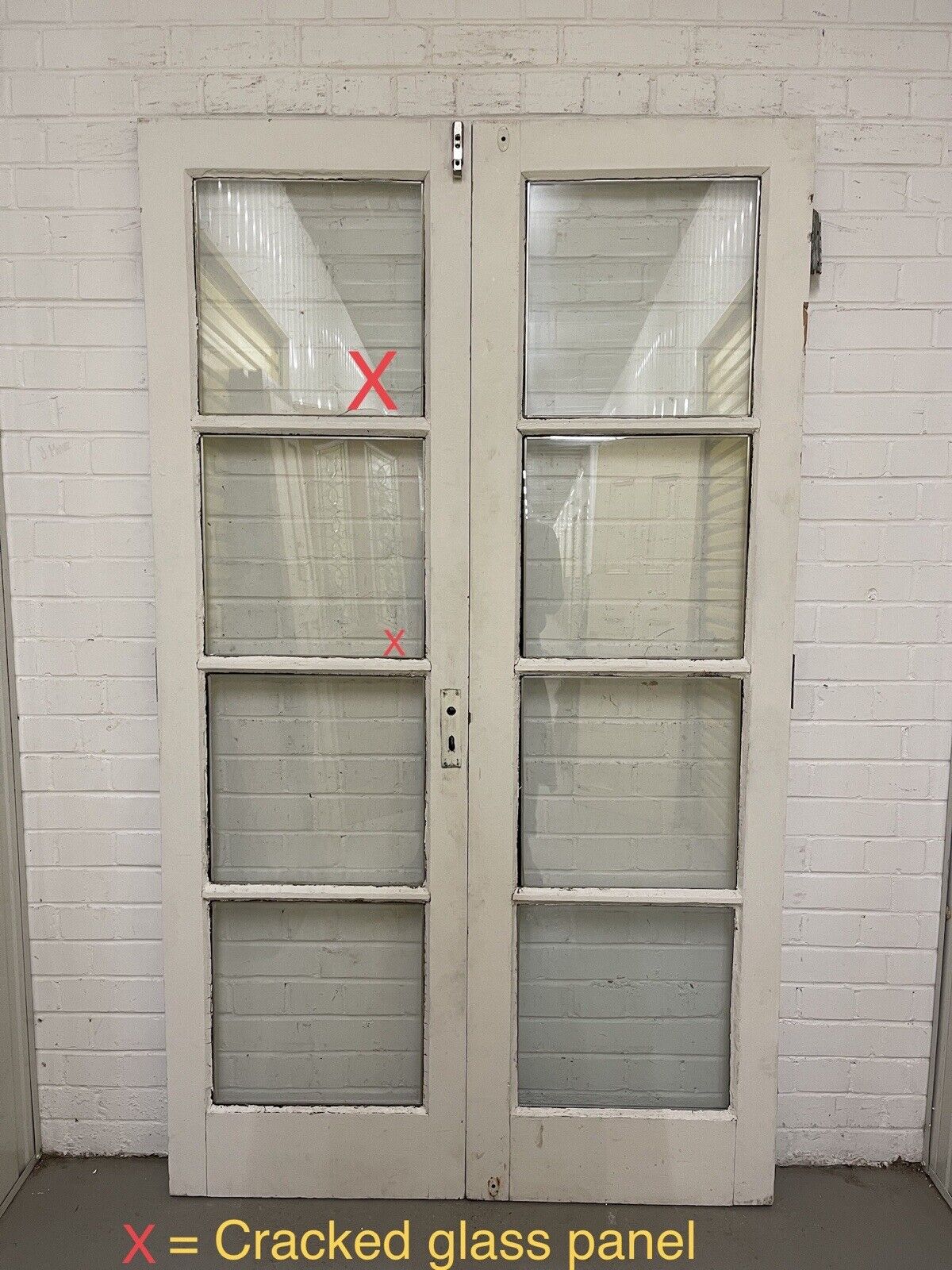 Reclaimed Old French Double Glazed Glass Wooden Double Doors 1980 x 1160mm