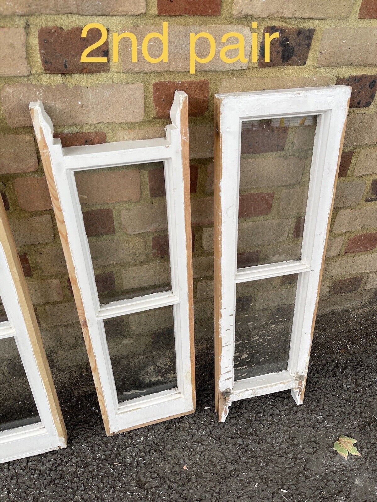Two Pairs Of Reclaimed Old Victorian Panel Wooden Sash Windows Top and Bottom