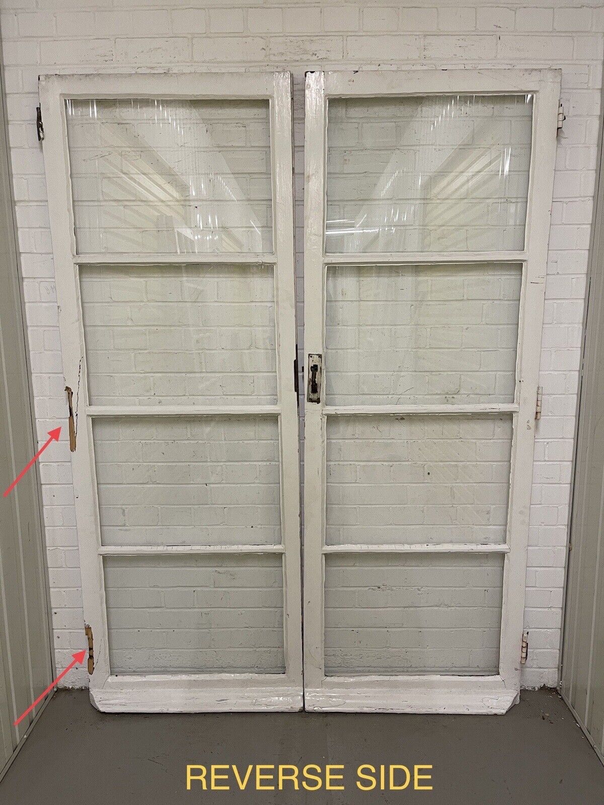 Reclaimed Georgian French Single Panel Glass Wooden Double Doors 2040 x 1490mm