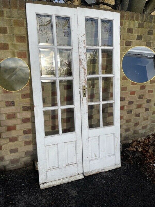 Reclaimed French Single Panel BEVELLED Glass Wooden Double Doors 1980 x 1100mm