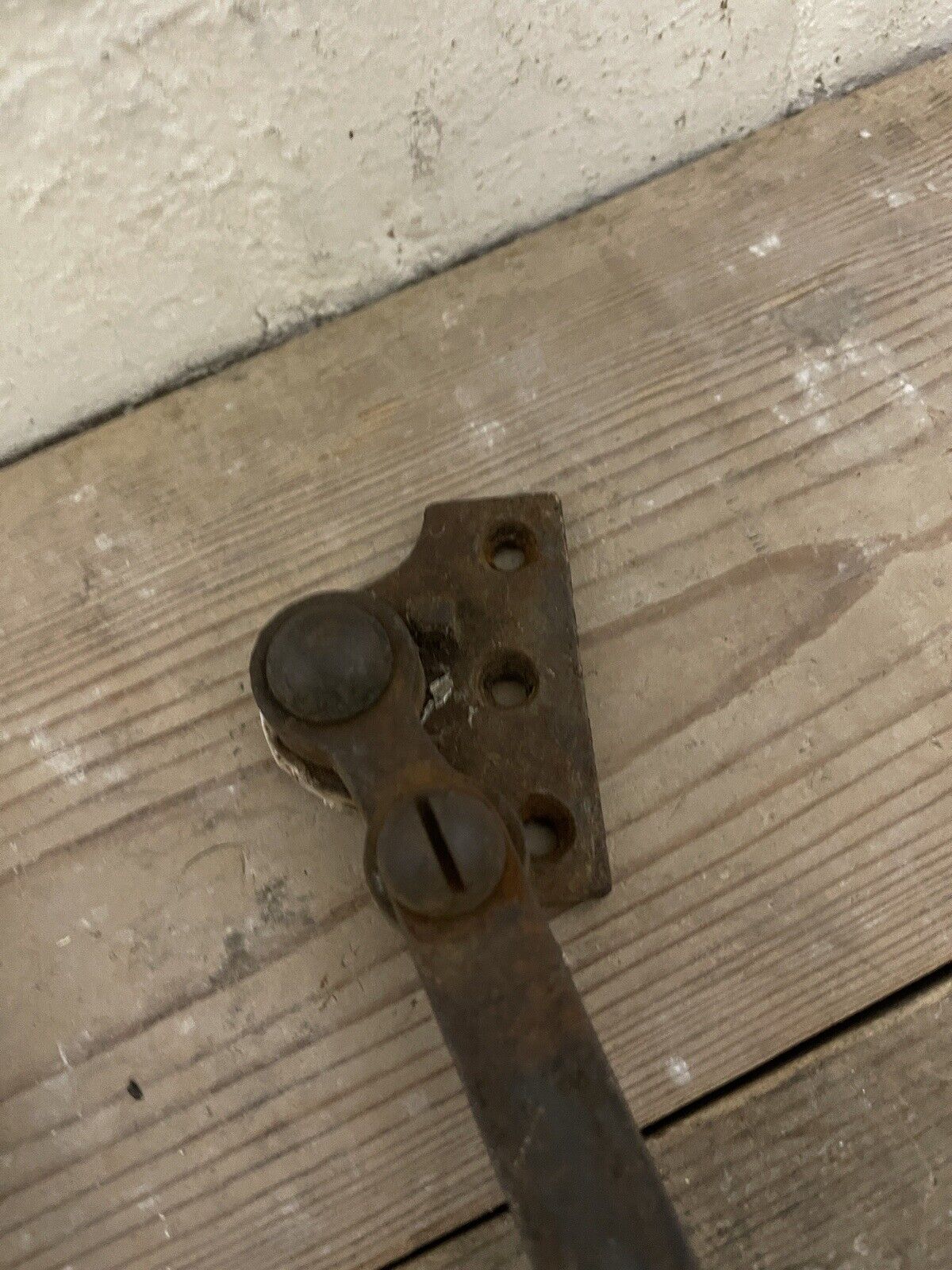 Large Pair Of Reclaimed Antique Old Cast Iron Window Handles and a Stay