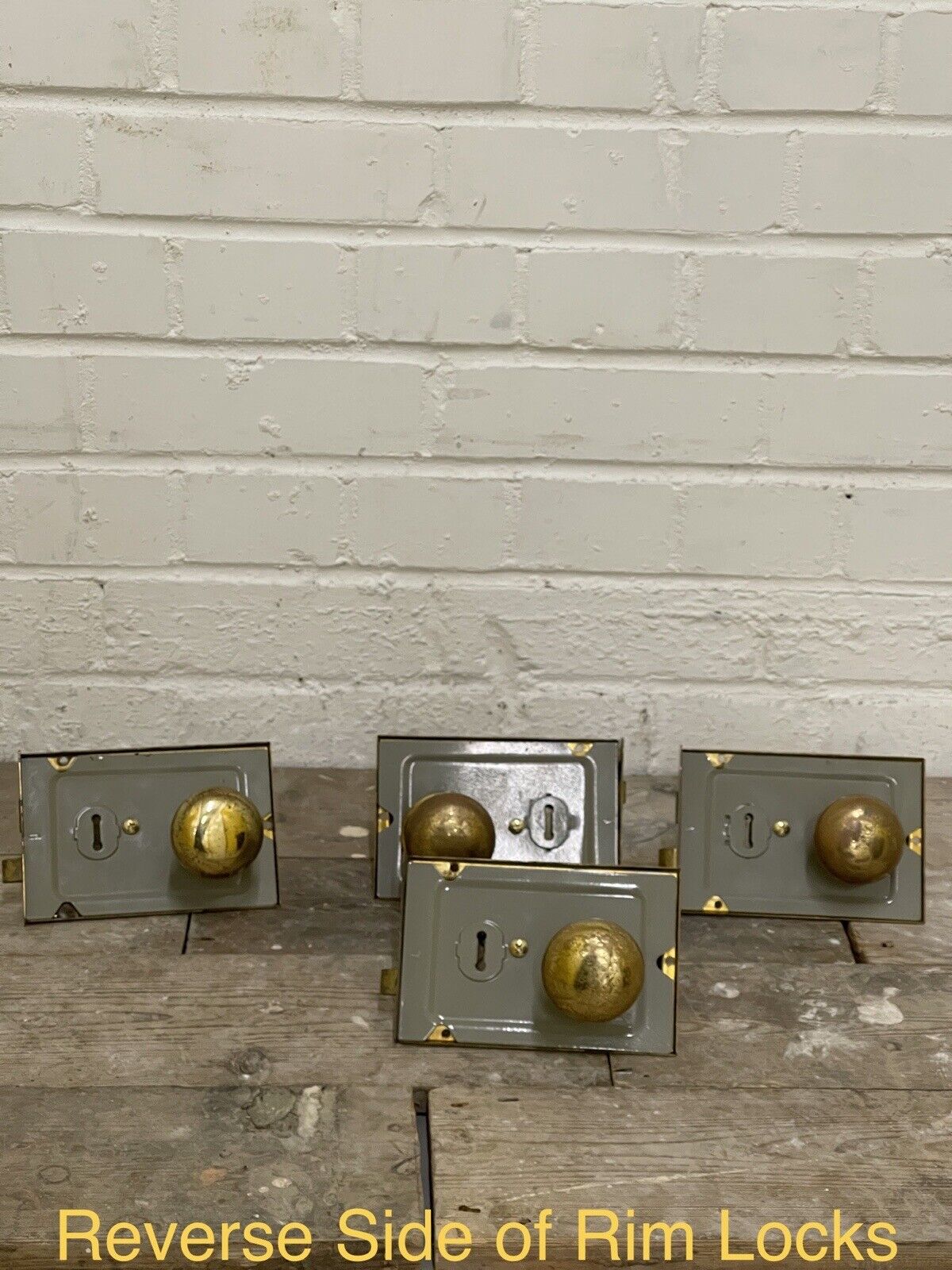 Job Lot Of 4 Reclaimed Antique Door Rim Locks With Door Handles NO KEYS