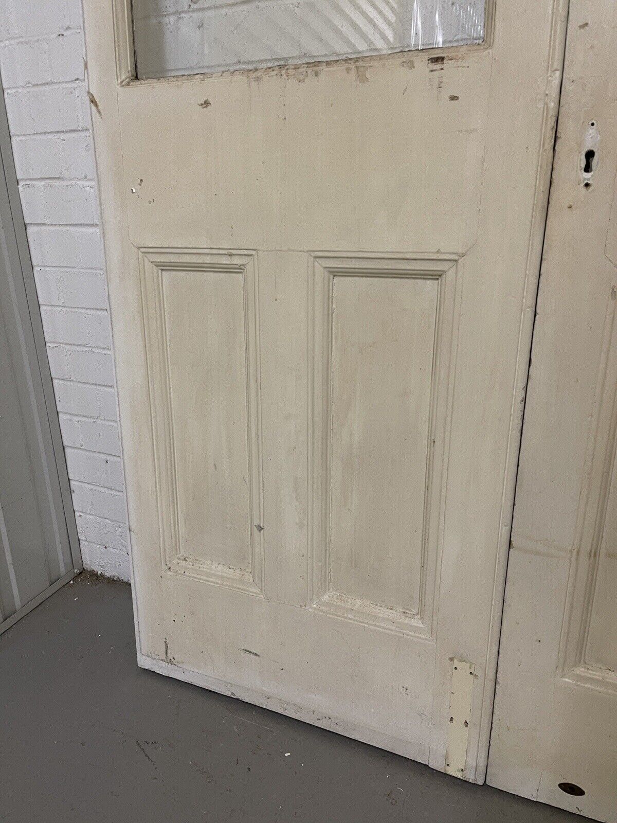Reclaimed Old French Single Panel Glass Wooden Double Doors 2155 x 1243mm