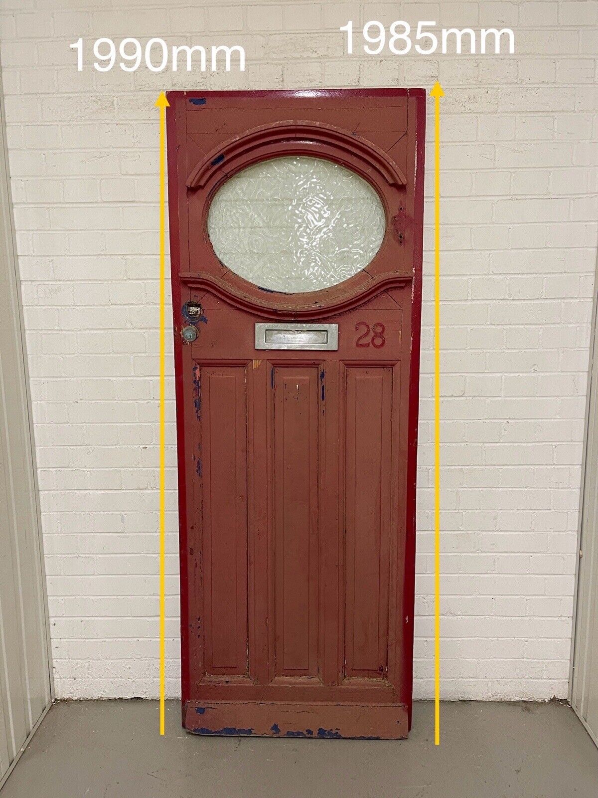 Reclaimed Old 1930s Edwardian Wooden Panel Front Door 1990 Or 1985mm x 755mm