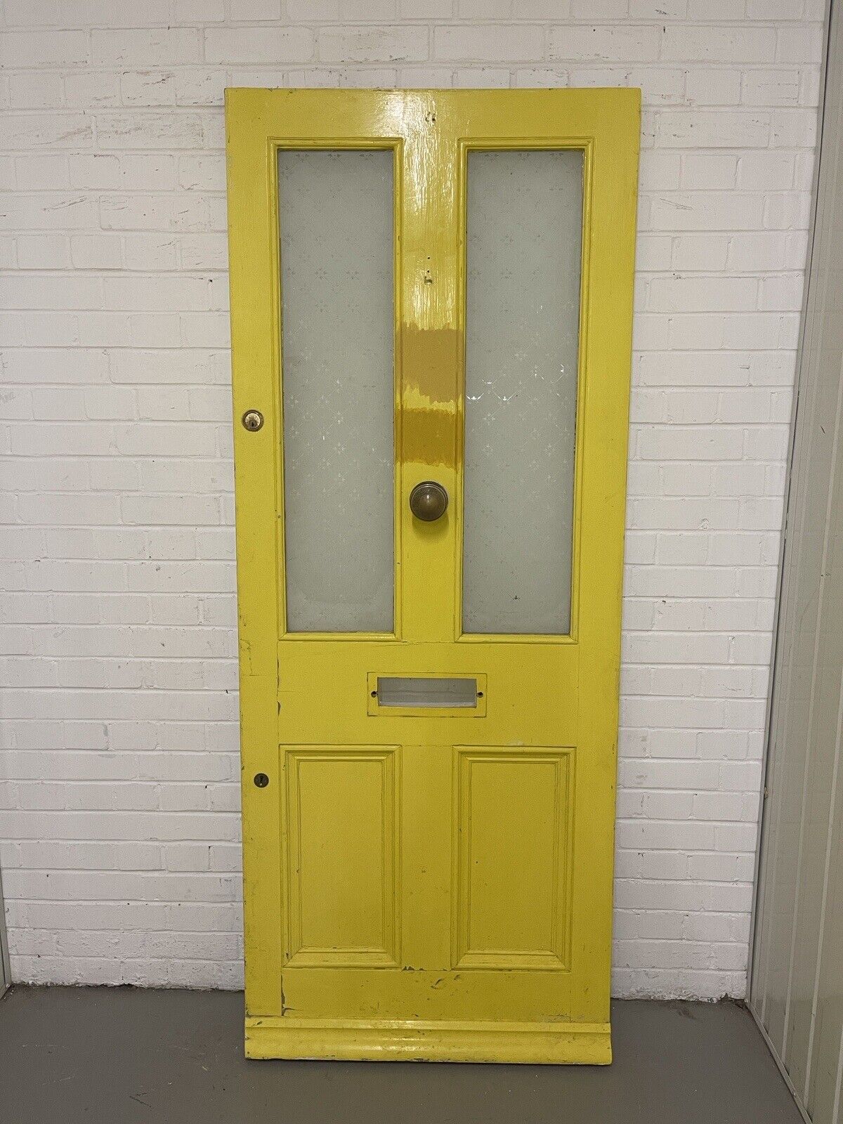 Reclaimed Old Victorian Wooden Panel Front Door Etched Glass 2023mm x 809mm