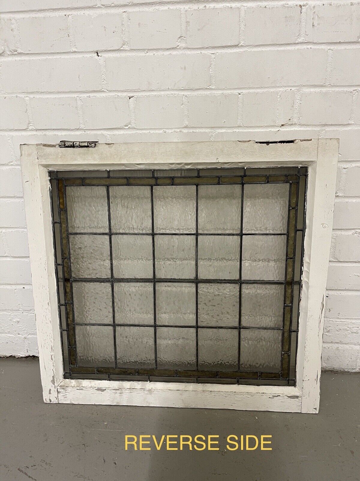 Pair Of Reclaimed Leaded Light Stained Glass Wooden Window Panels