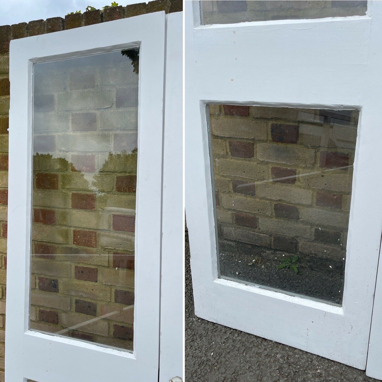 Reclaimed Old French Single Panel Glass Wooden Double Doors 1970mm x 1162mm