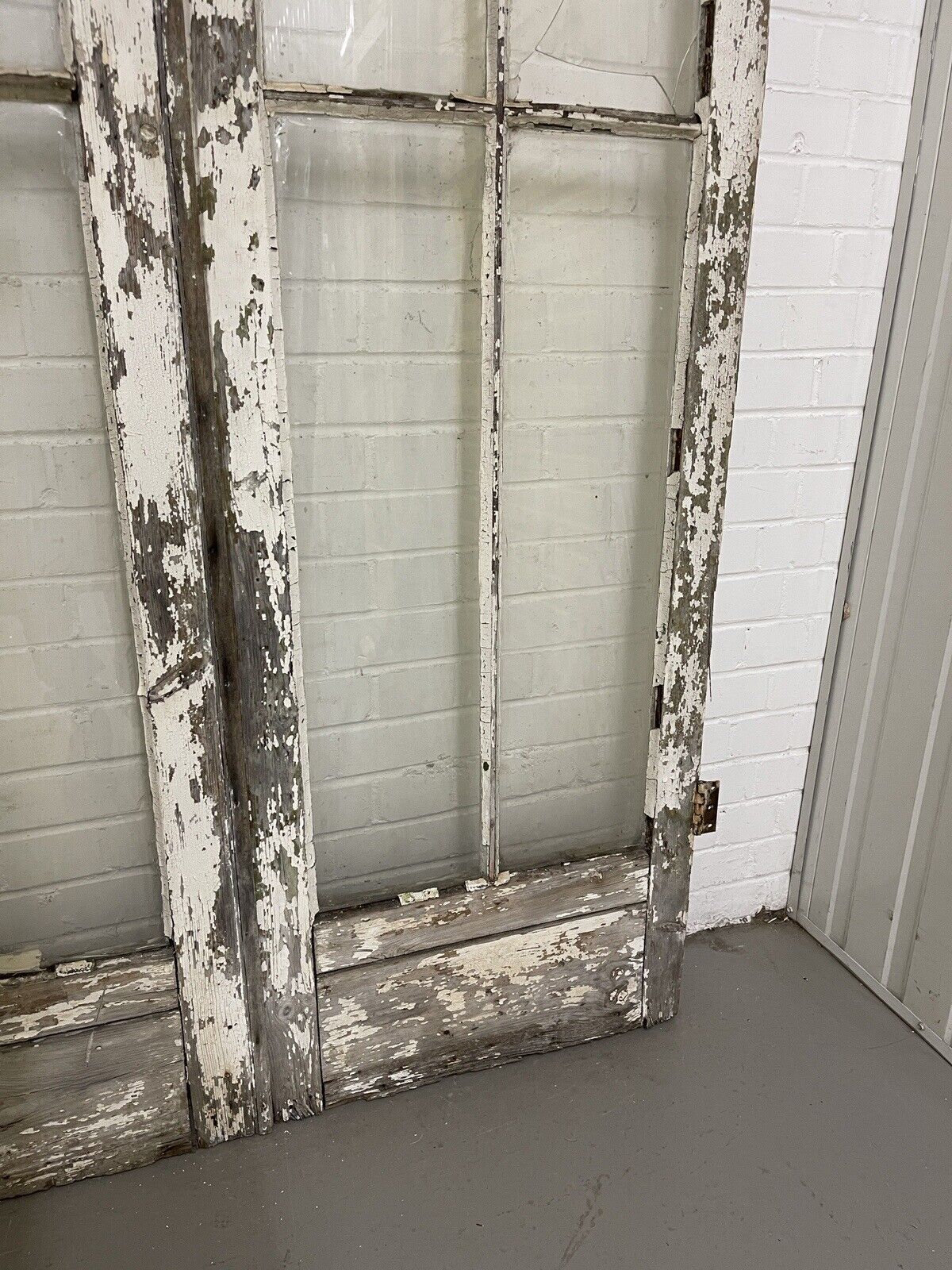 Reclaimed Georgian French Single Panel Glass Wooden Double Doors 2130 x 1210mm