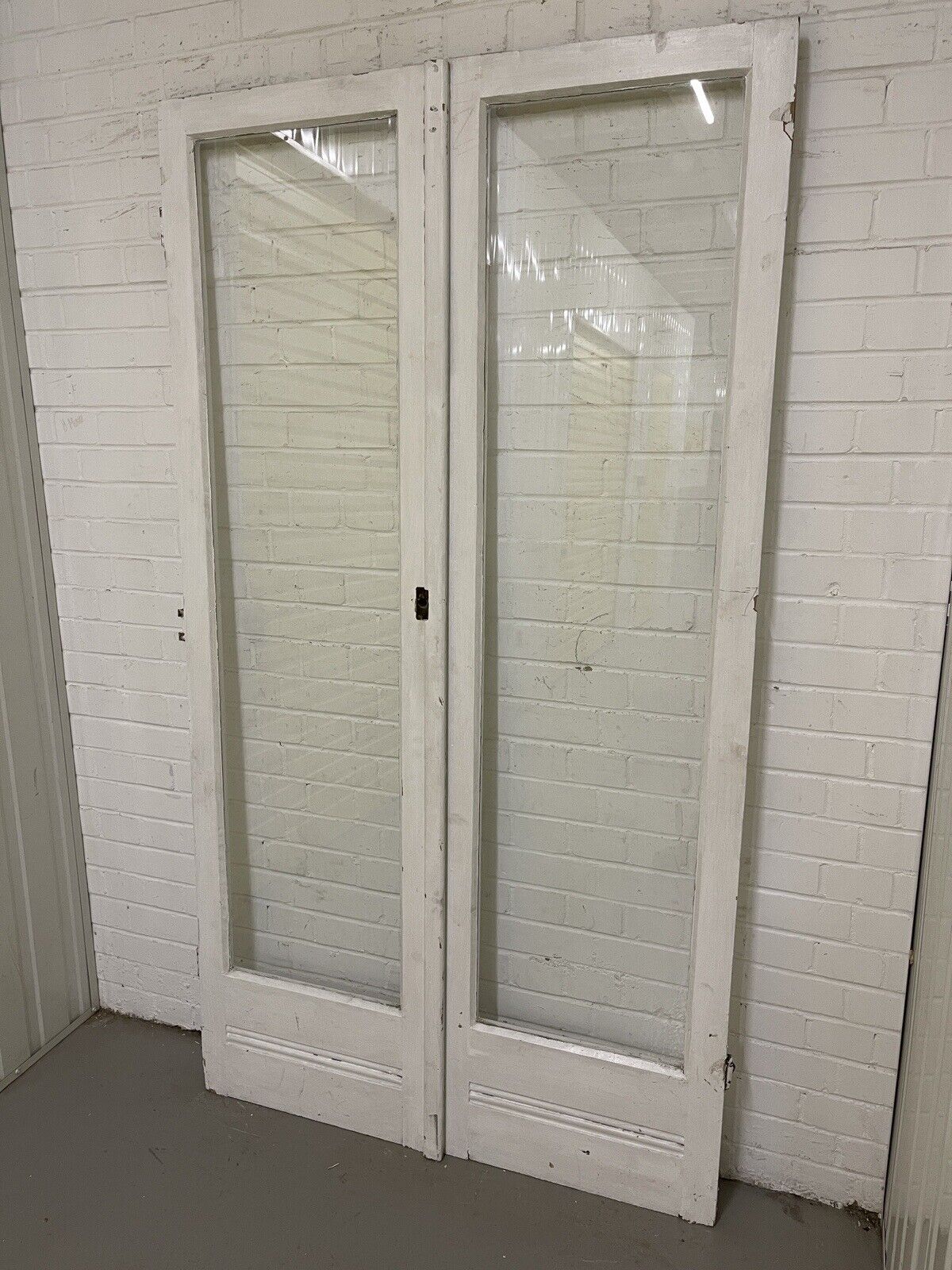 Reclaimed Old French Single Panel Glass Wooden Double Doors 1965 x 1170mm