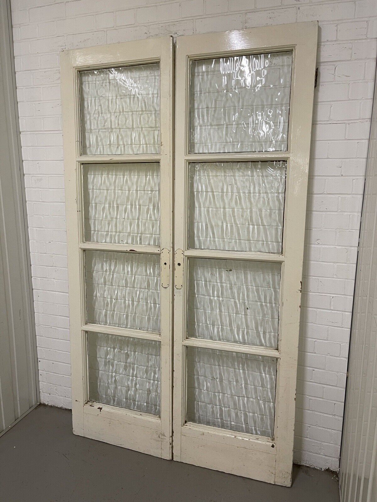 Reclaimed Georgian French Single Panel Glass Wooden Double Doors 2068 x 1210mm