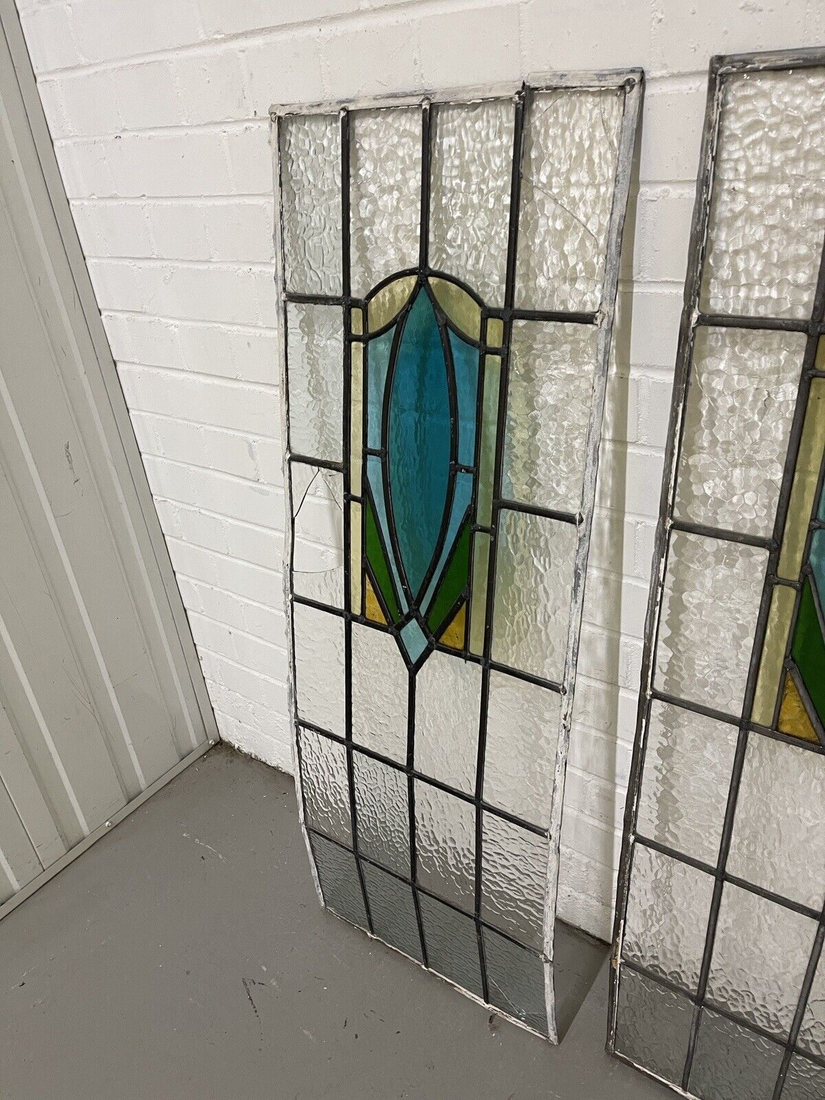 Reclaimed Art Nouveau Leaded Light Stained Glass Surround Panels