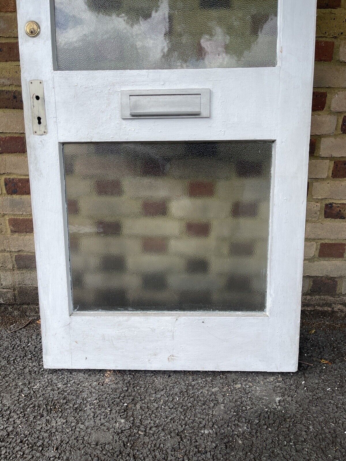 Reclaimed Old Single panel Glass Wooden Door Side Back Door 2090 x 832mm