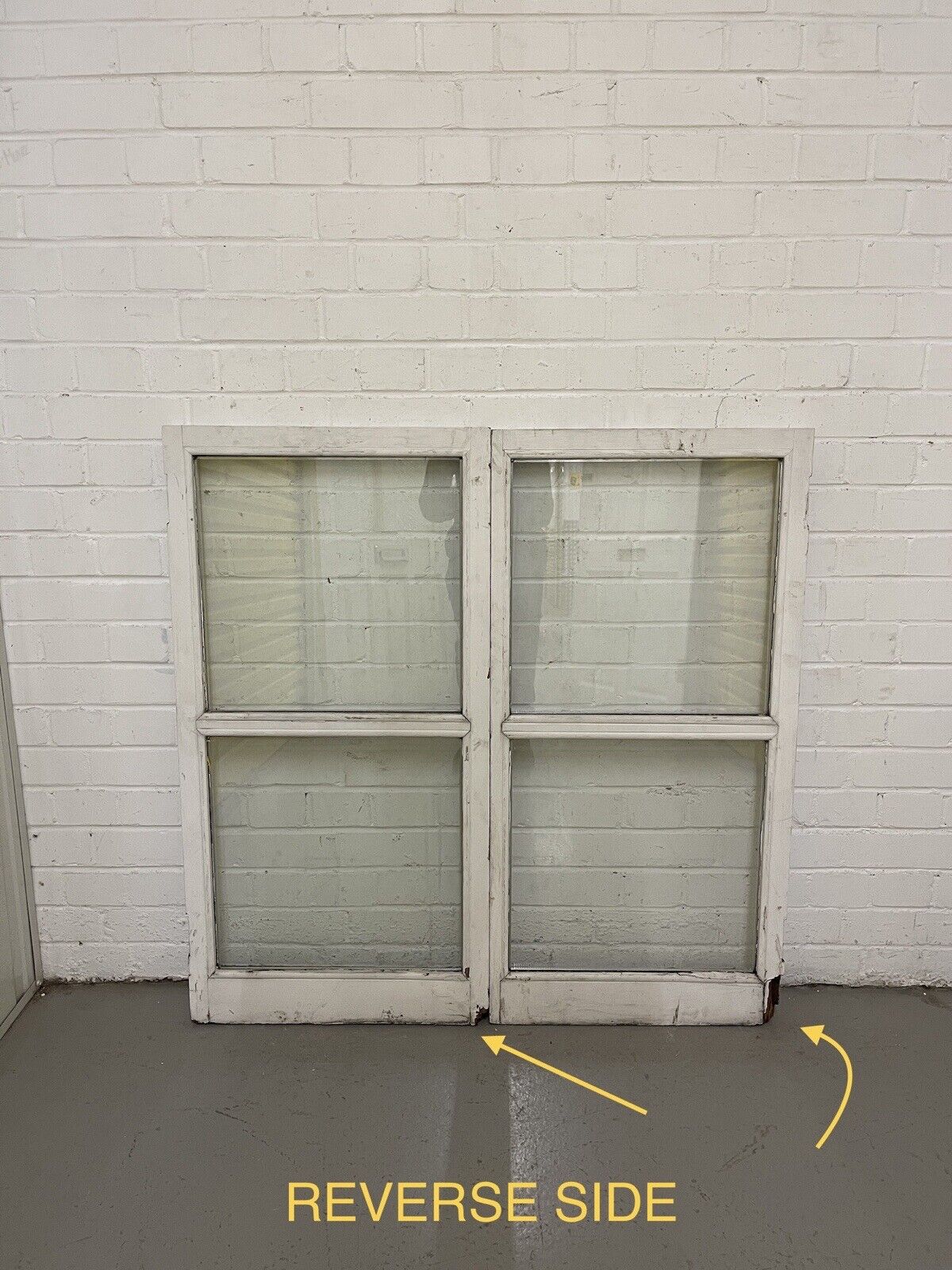 Pair Of French Interlocking Double Glazed Wooden Windows 1030mm x 1022mm