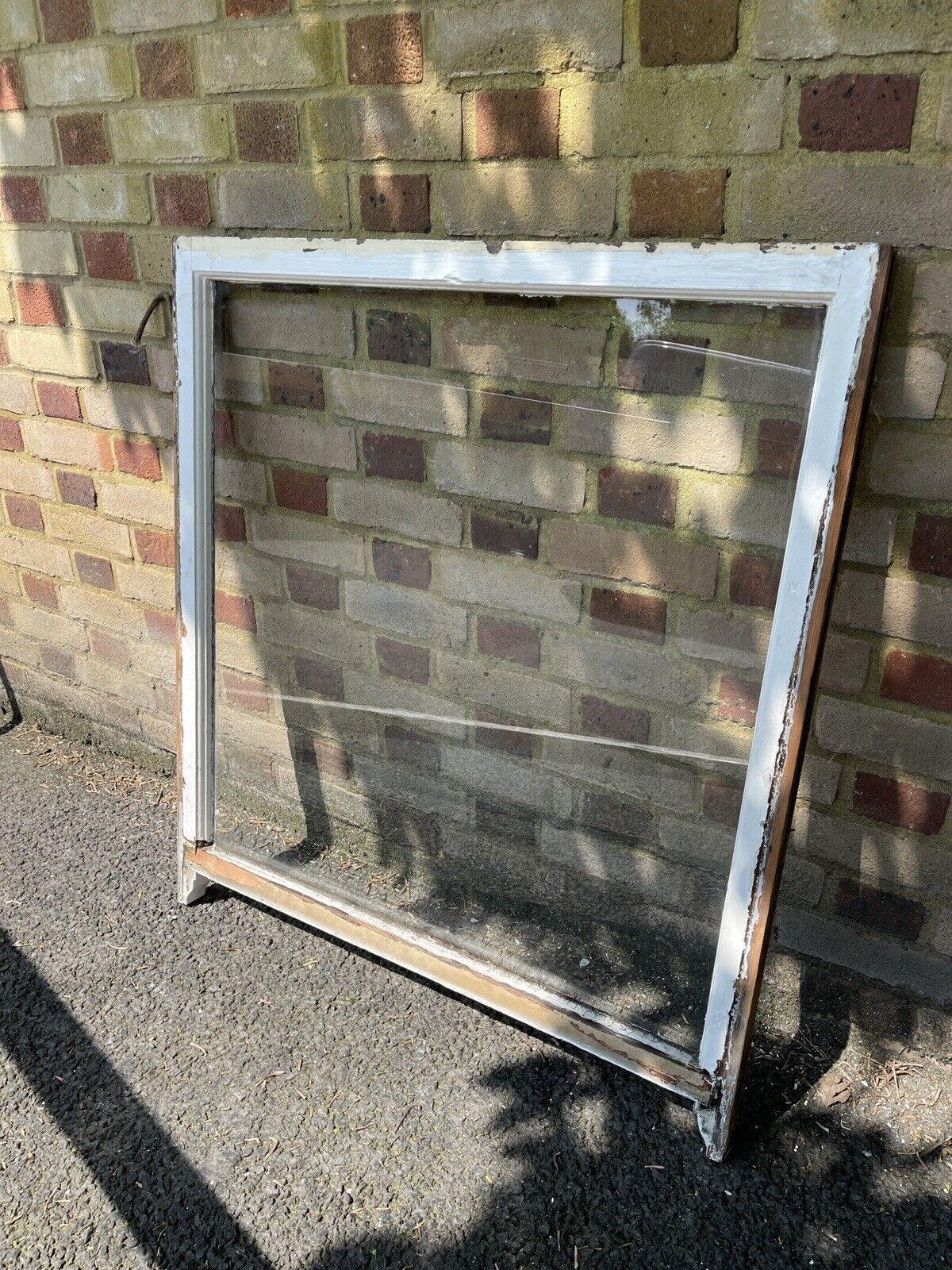 Reclaimed Old Cylinder Glass Wooden Sash Window Glass Size 810 x 845mm