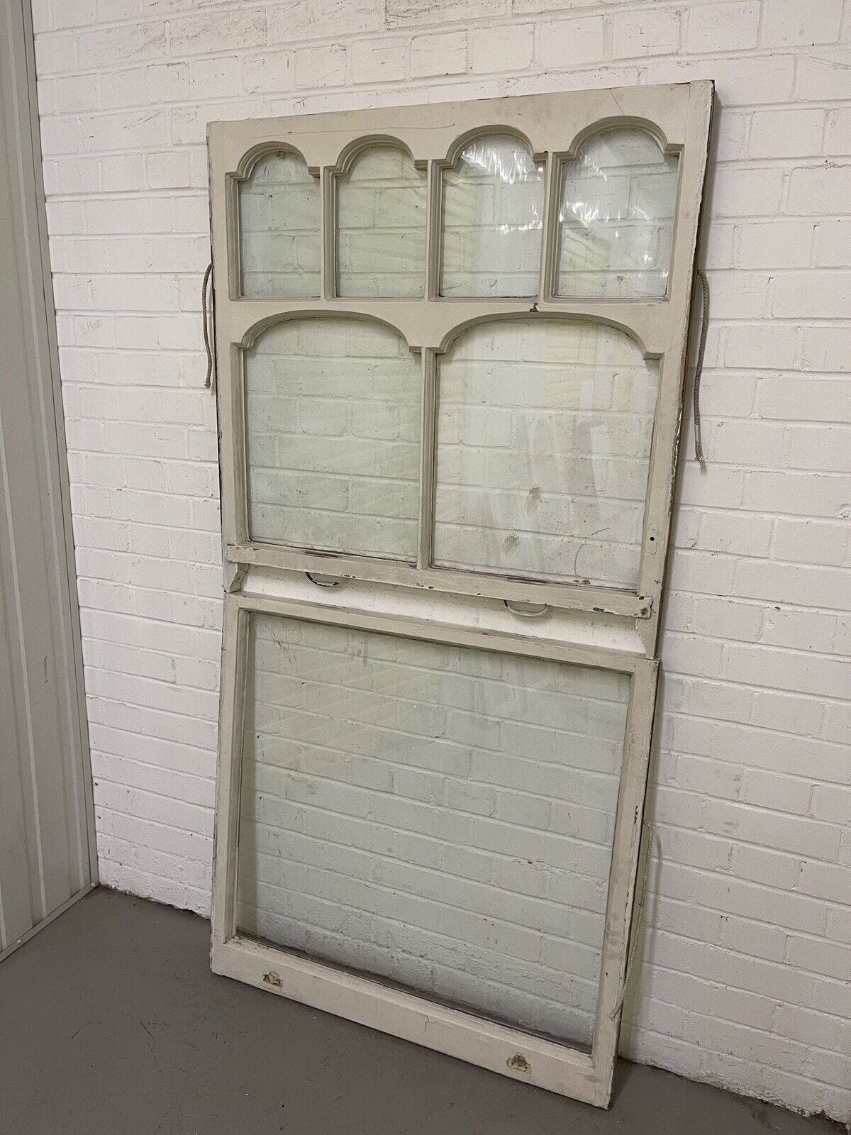 Pair Of Reclaimed Old Edwardian Arch Sash Wooden Windows 910 x 918 915 x 880mm
