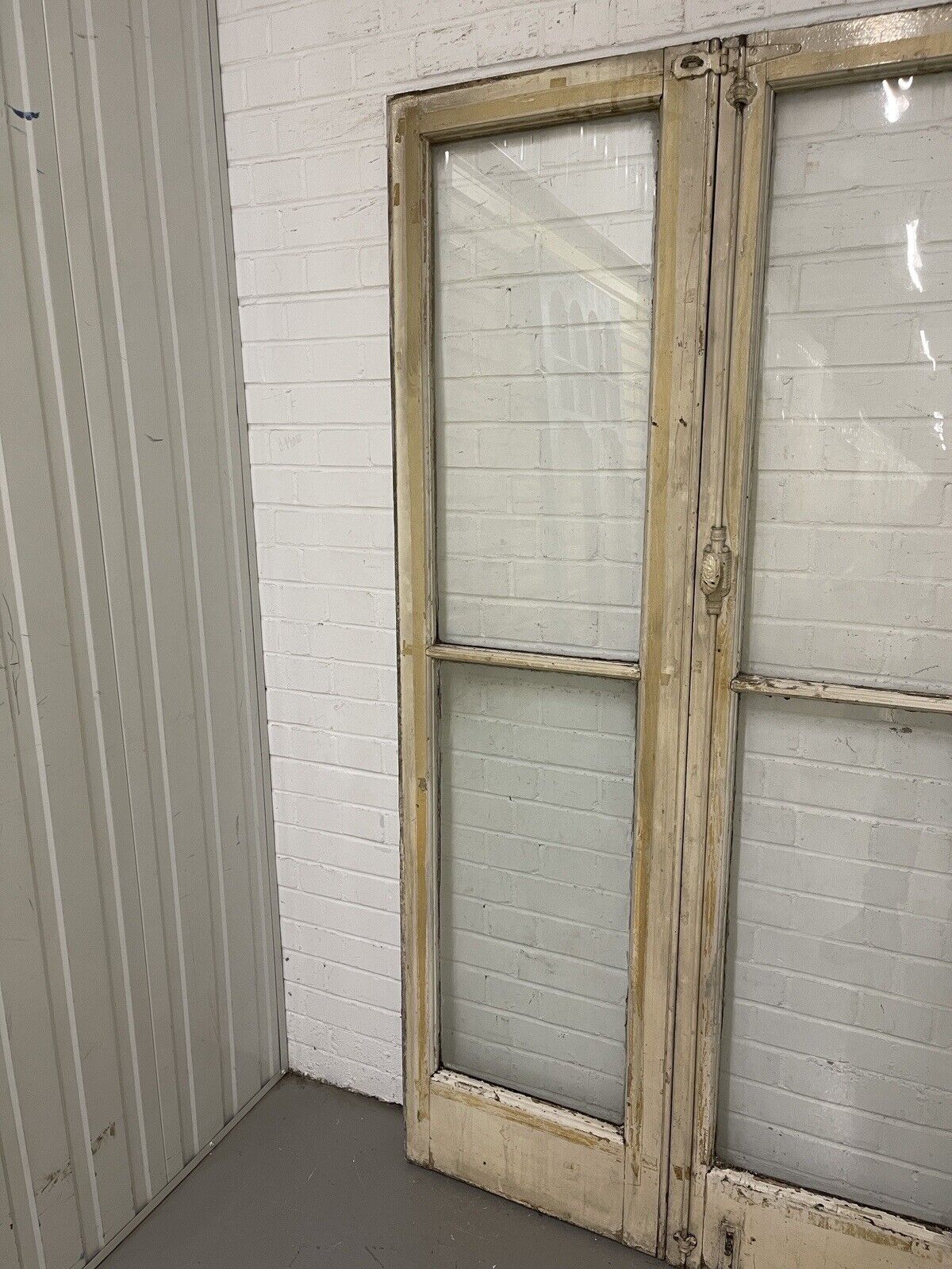 Reclaimed Old French Single Panel Glass Wooden Double Doors 1975 x 1068mm