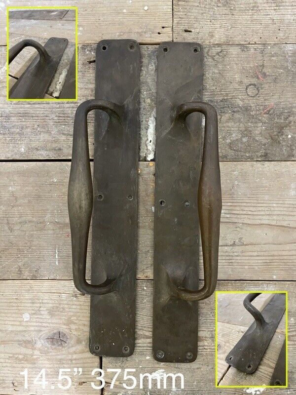 Pair Of Large Reclaimed Antique Phosphur Bronze Brass Door Handles 375mm