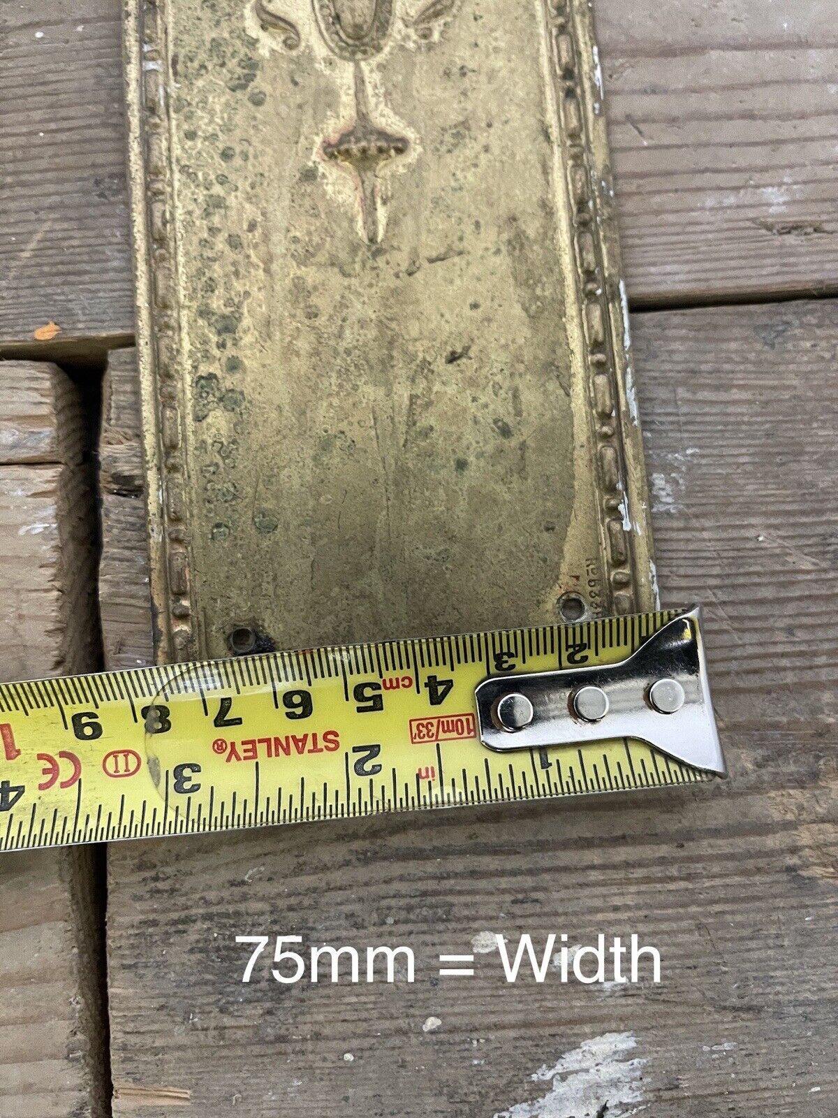 Reclaimed Brass Art Nouveau Embossed Finger Plate Push Door Handle No. RD533873