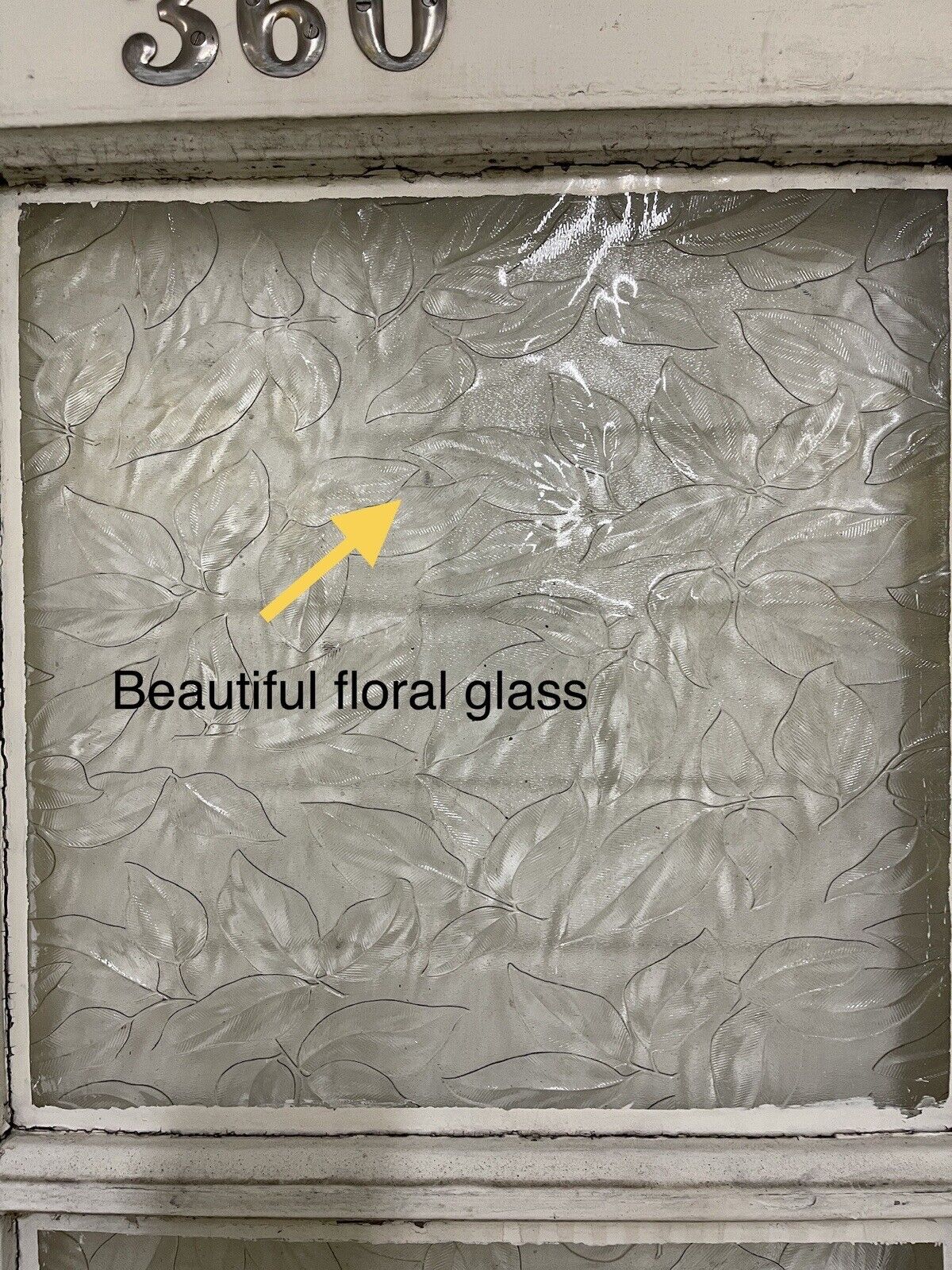 Reclaimed Old French Single Panel Floral Glass Wooden Double Doors 1965 x 1160mm
