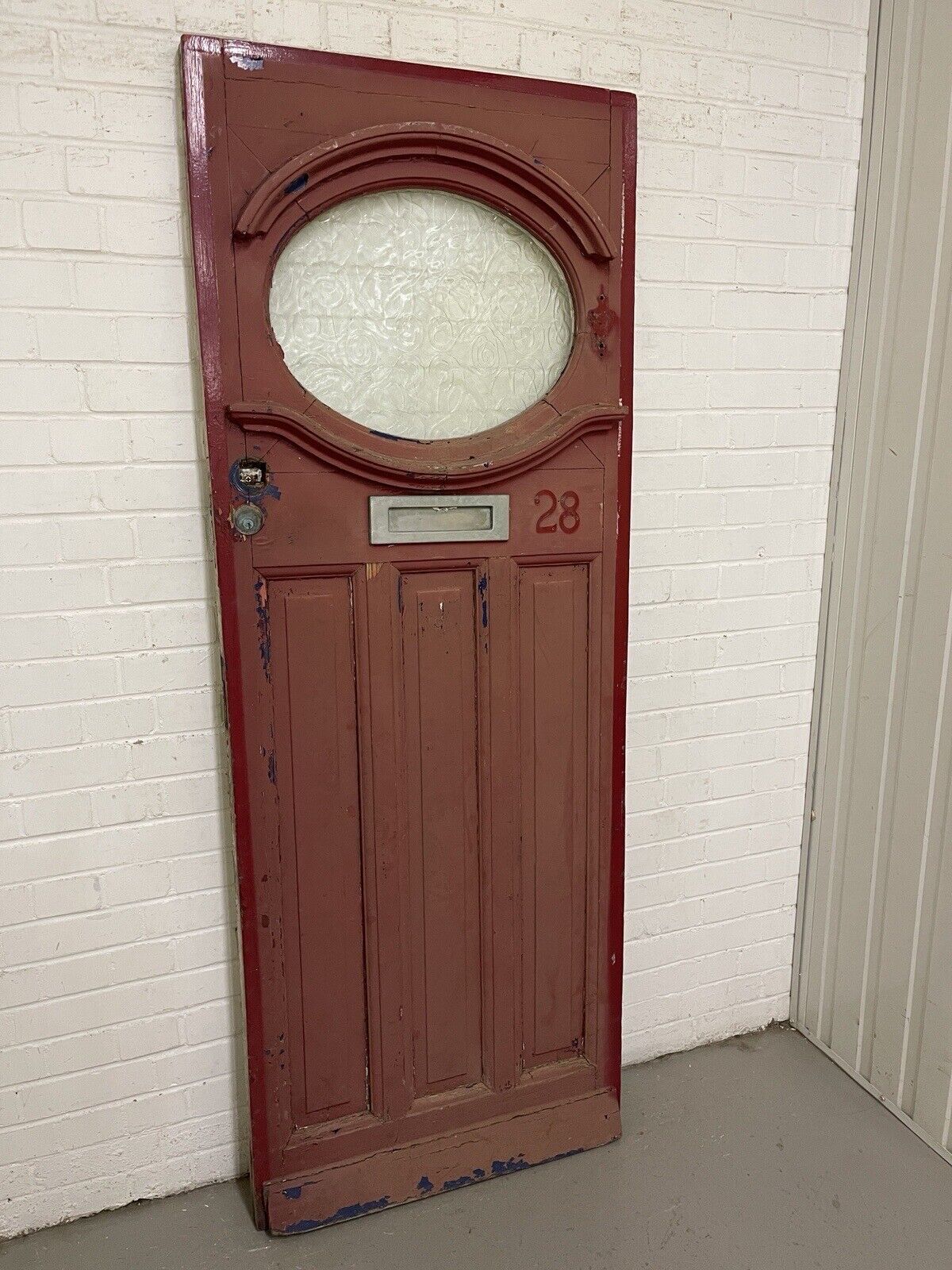 Reclaimed Old 1930s Edwardian Wooden Panel Front Door 1990 Or 1985mm x 755mm
