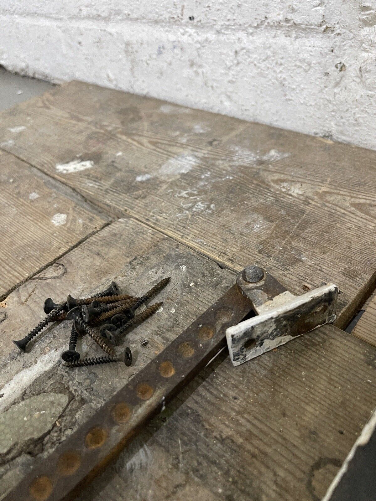 Large Pair Of Reclaimed Antique Old Cast Iron Window Handles and a Stay