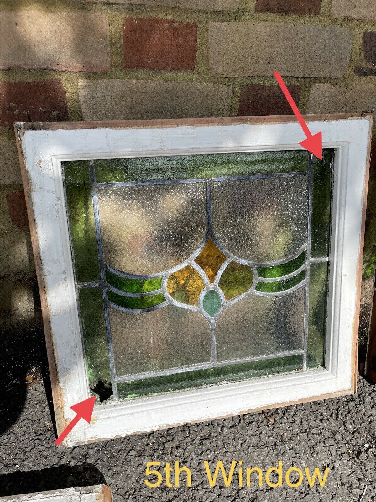 Seven Reclaimed Leaded Light Stained Glass Art Nouveau Wooden Window Panels