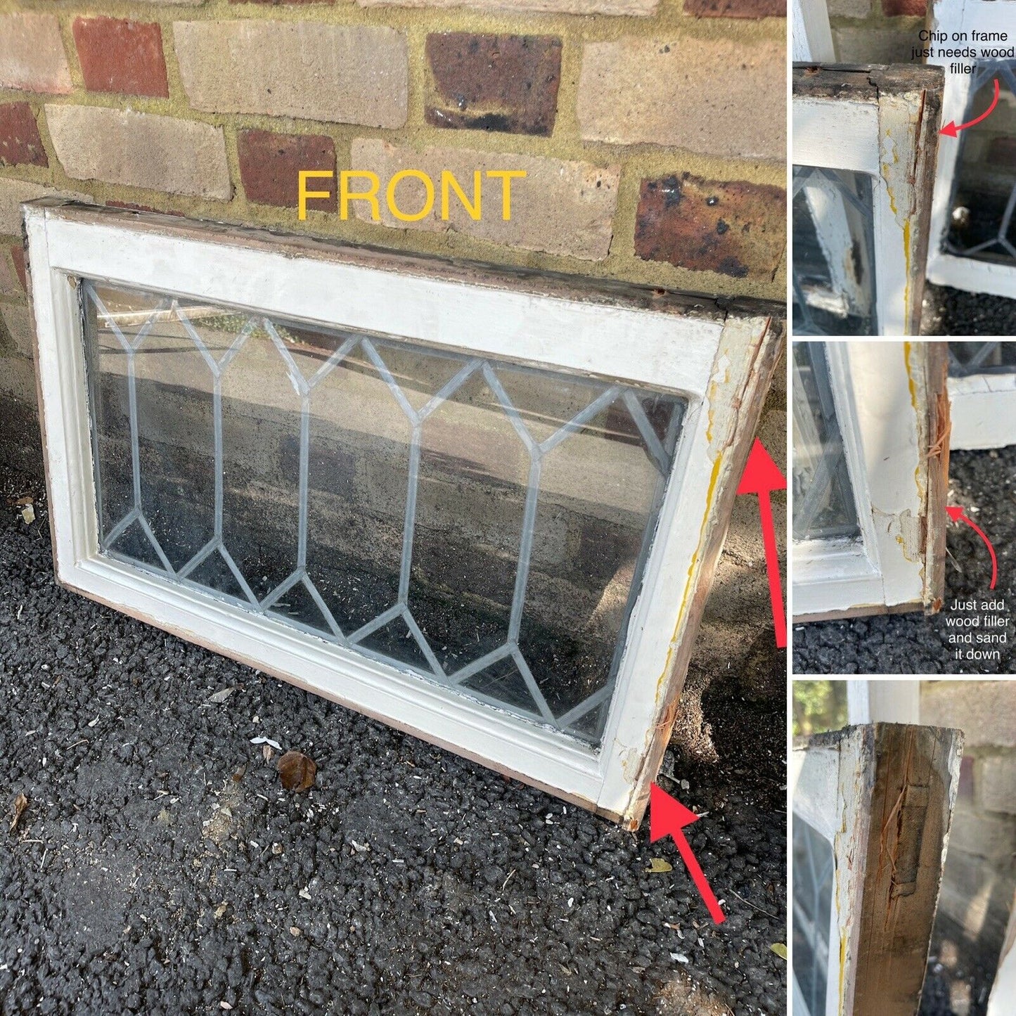 Job Lot Of Four Reclaimed Leaded Light Panel Wooden Windows Beautiful Design
