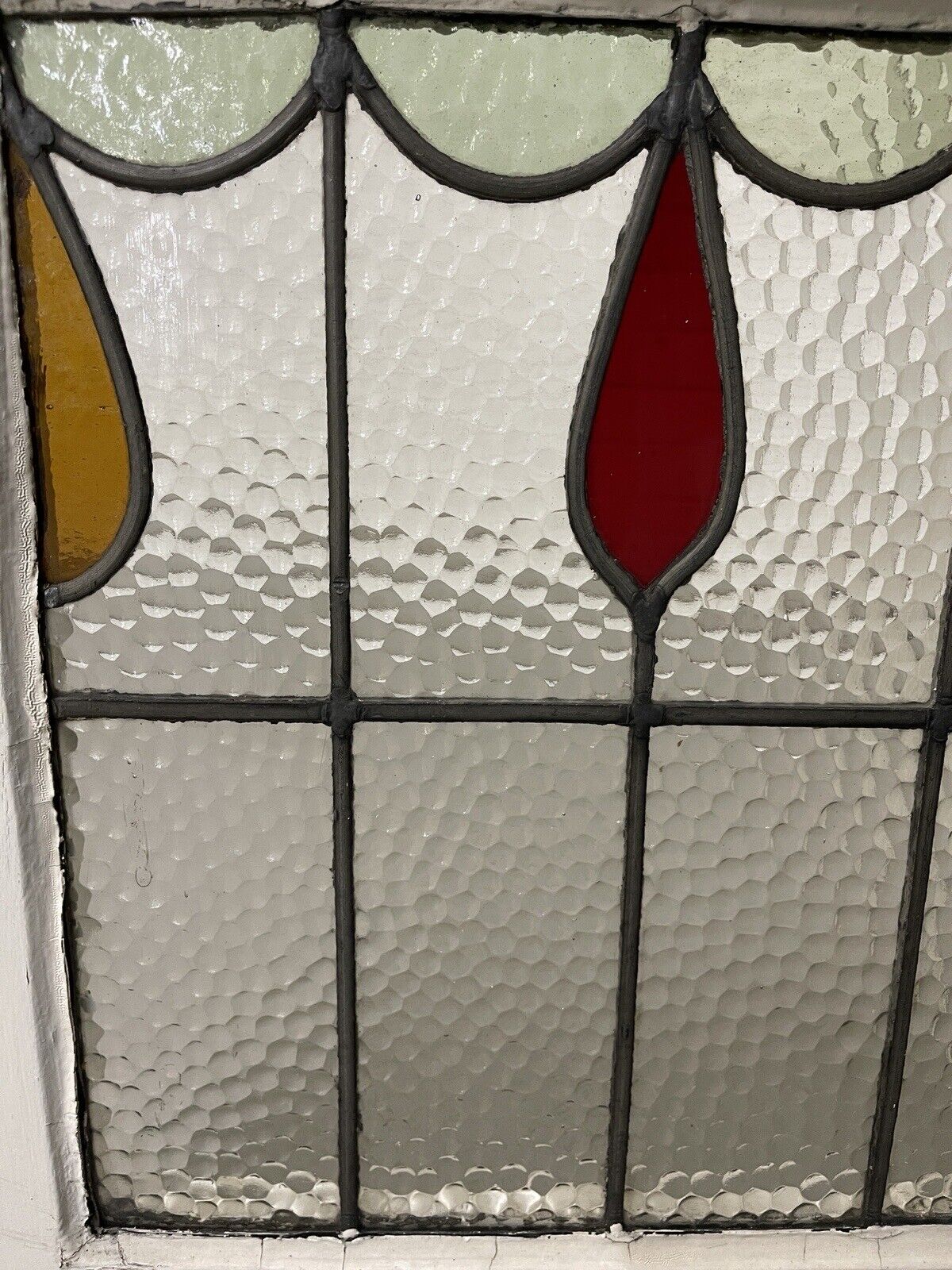 Reclaimed Leaded Light Stained Glass Window Panel 465 x 500mm