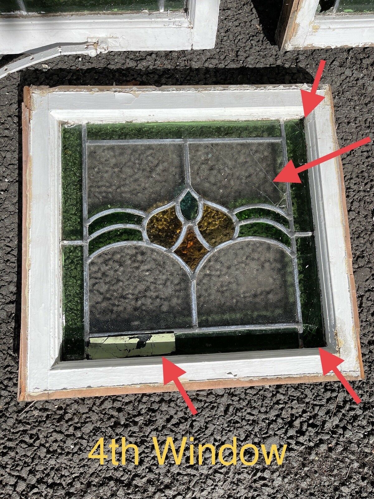Seven Reclaimed Leaded Light Stained Glass Art Nouveau Wooden Window Panels