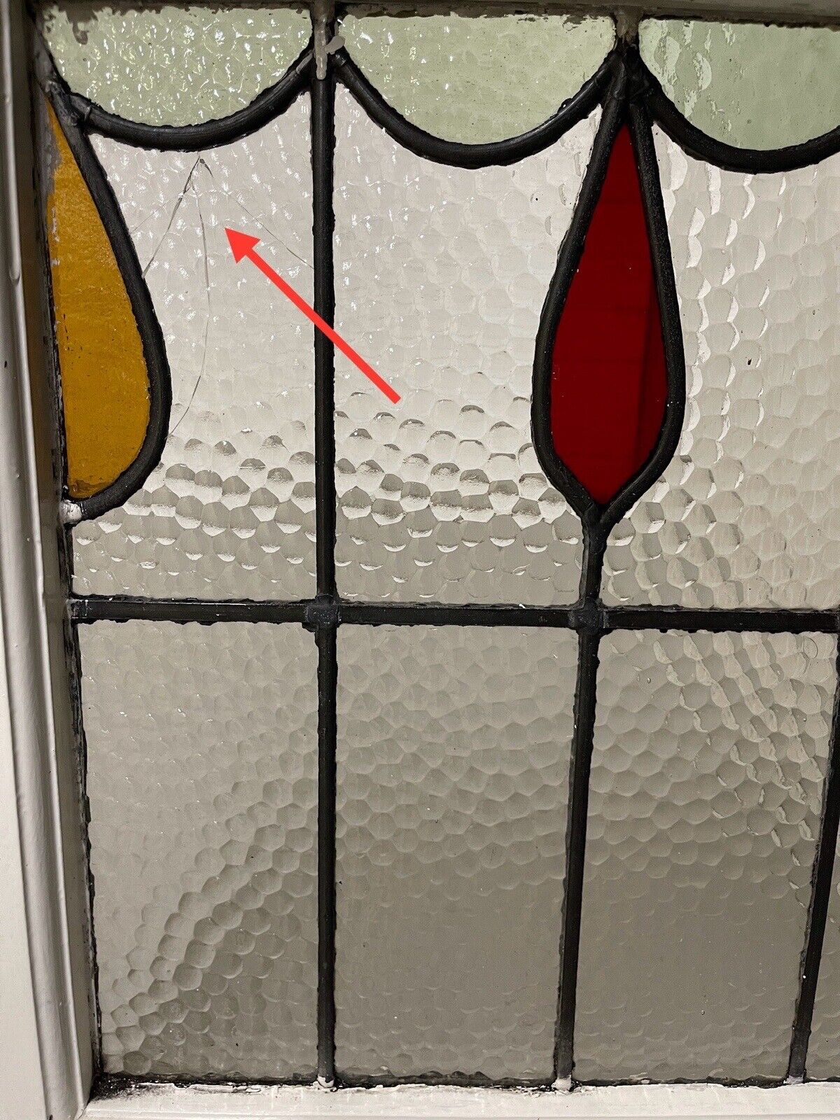 Reclaimed Leaded Light Stained Glass Window Panel 470 x 505mm