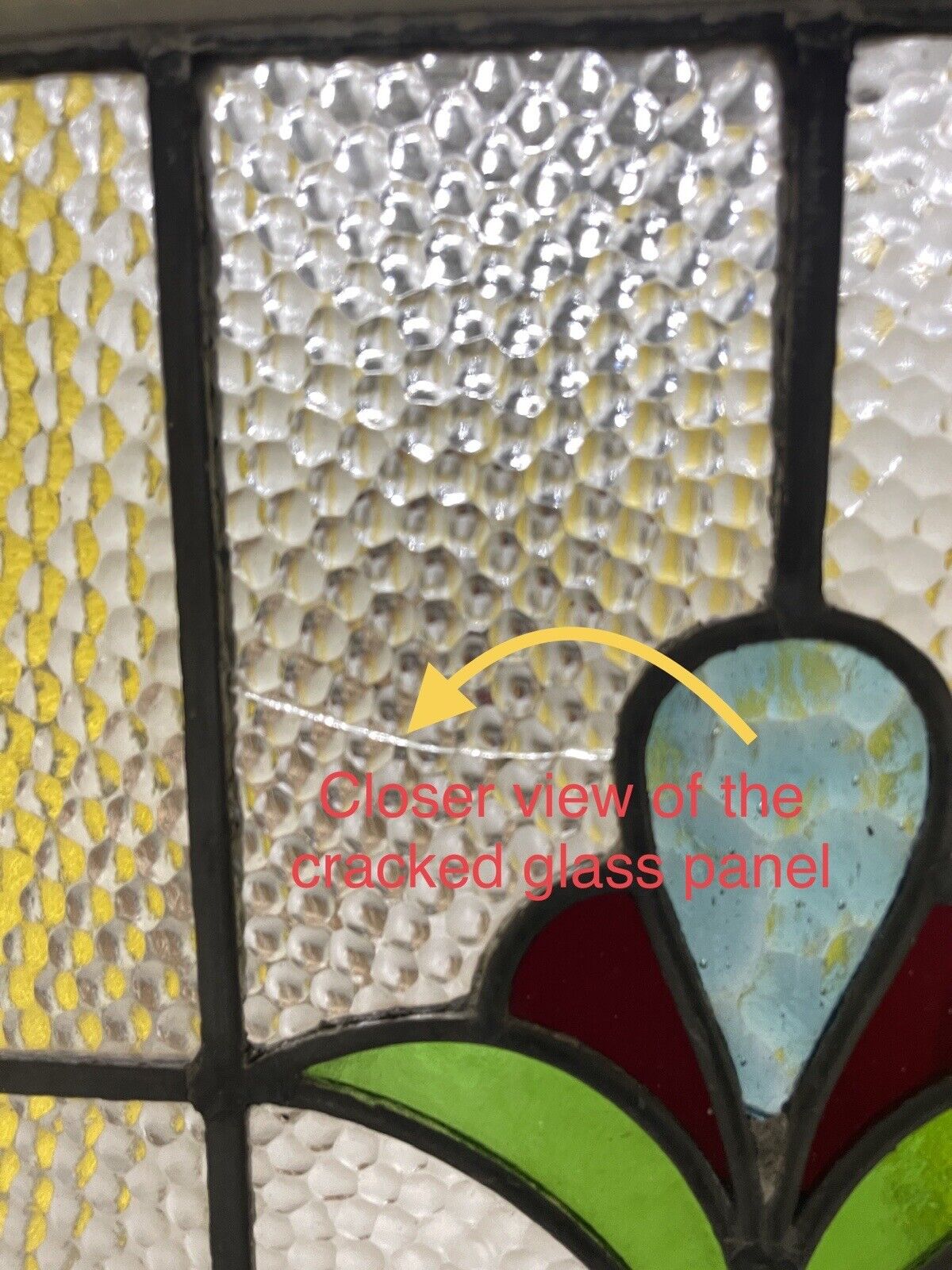 Reclaimed Leaded Light Stained Glass Art Nouveau Wooden Window Panel