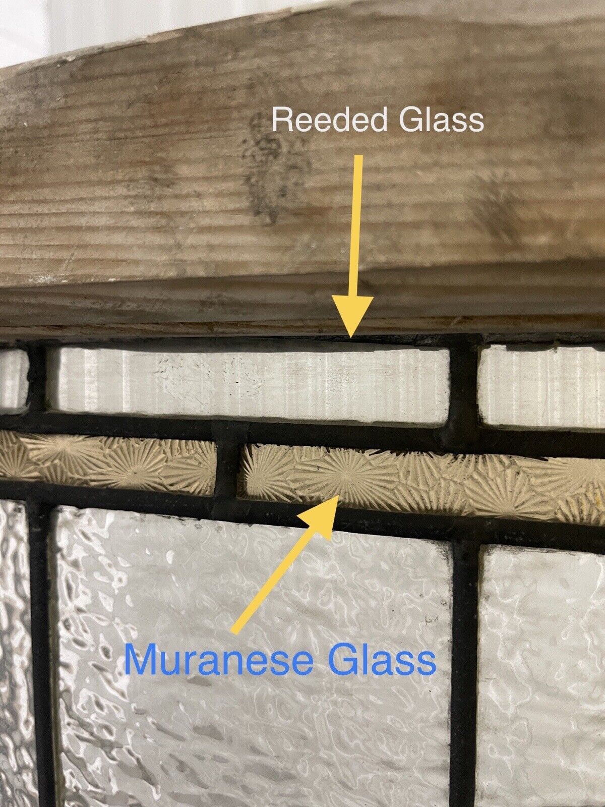 Pair Of Reclaimed Leaded Light Stained Glass Wooden Window Panels