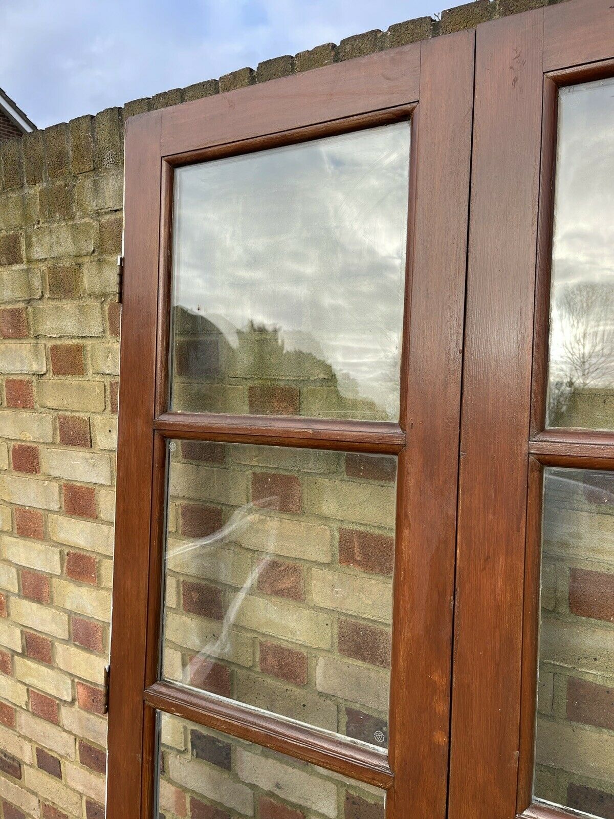 Reclaimed French Double Glazed Wooden Inter-locking Double Doors 1980mm x 1170mm