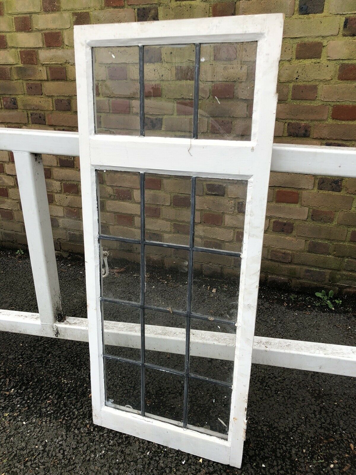 Reclaimed Leaded Light Panel Wooden Window