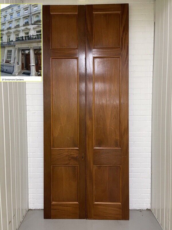 Reclaimed Large French Mahogany Wooden Double Doors Provenance Knightsbridge