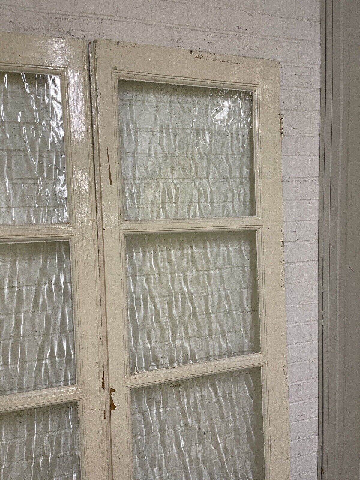 Reclaimed Georgian French Single Panel Glass Wooden Double Doors 2068 x 1210mm