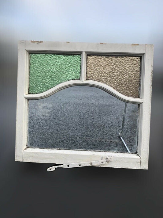 Reclaimed Art Deco Stained Glass Wooden Panel Window