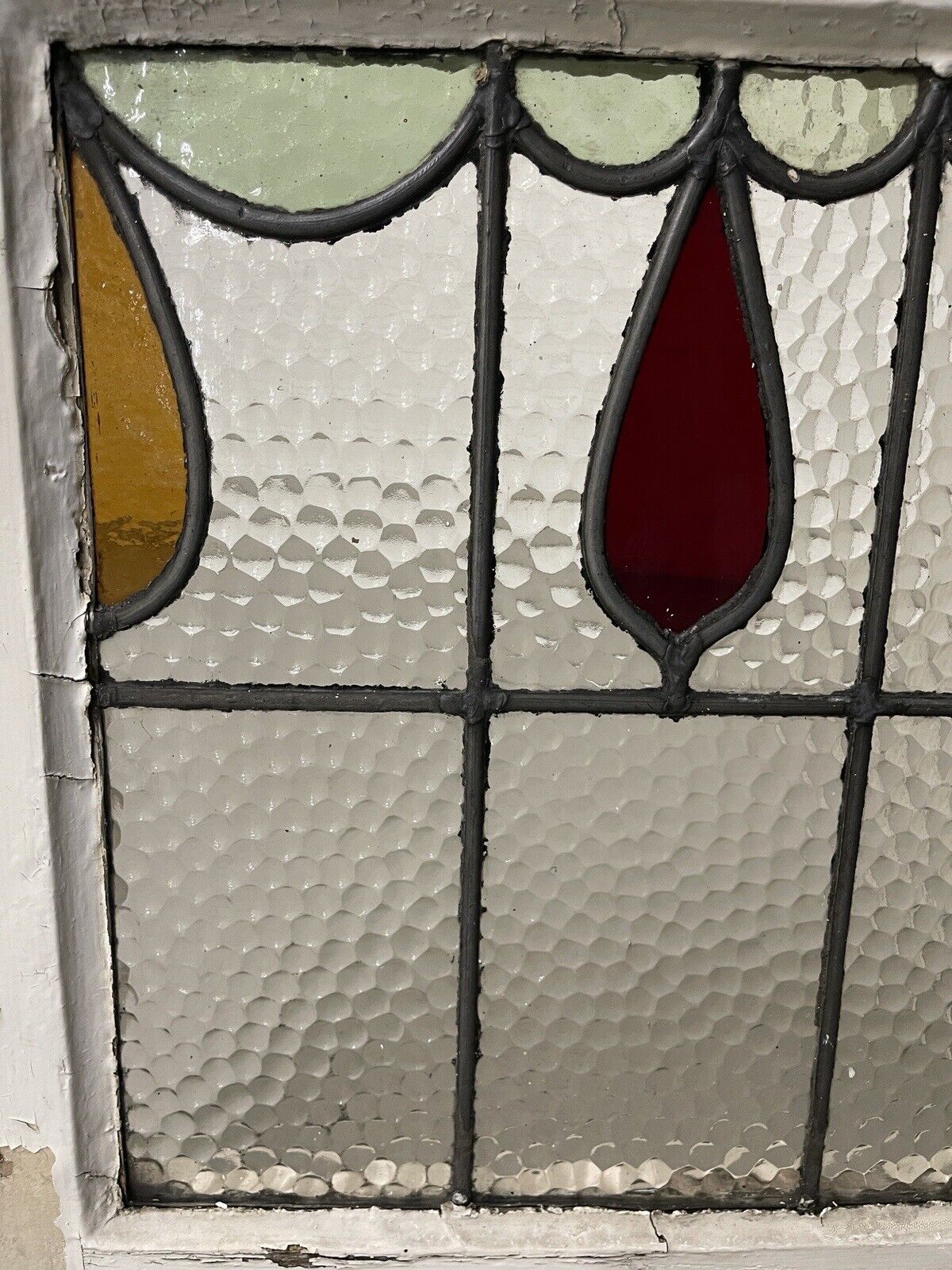 Reclaimed Leaded Light Stained Glass Window Panel 430 x 455mm