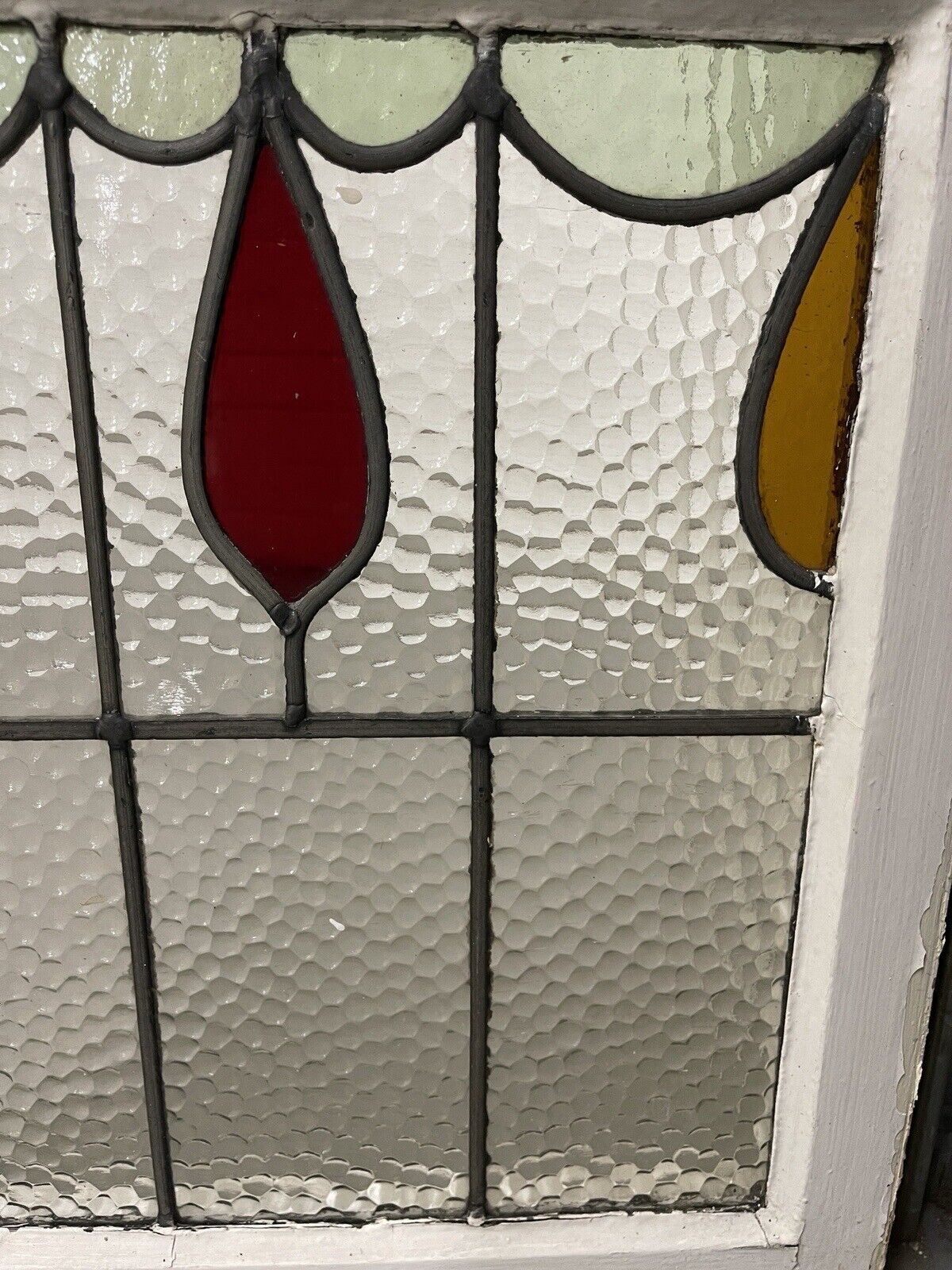 Reclaimed Leaded Light Stained Glass Window Panel 430 x 505mm