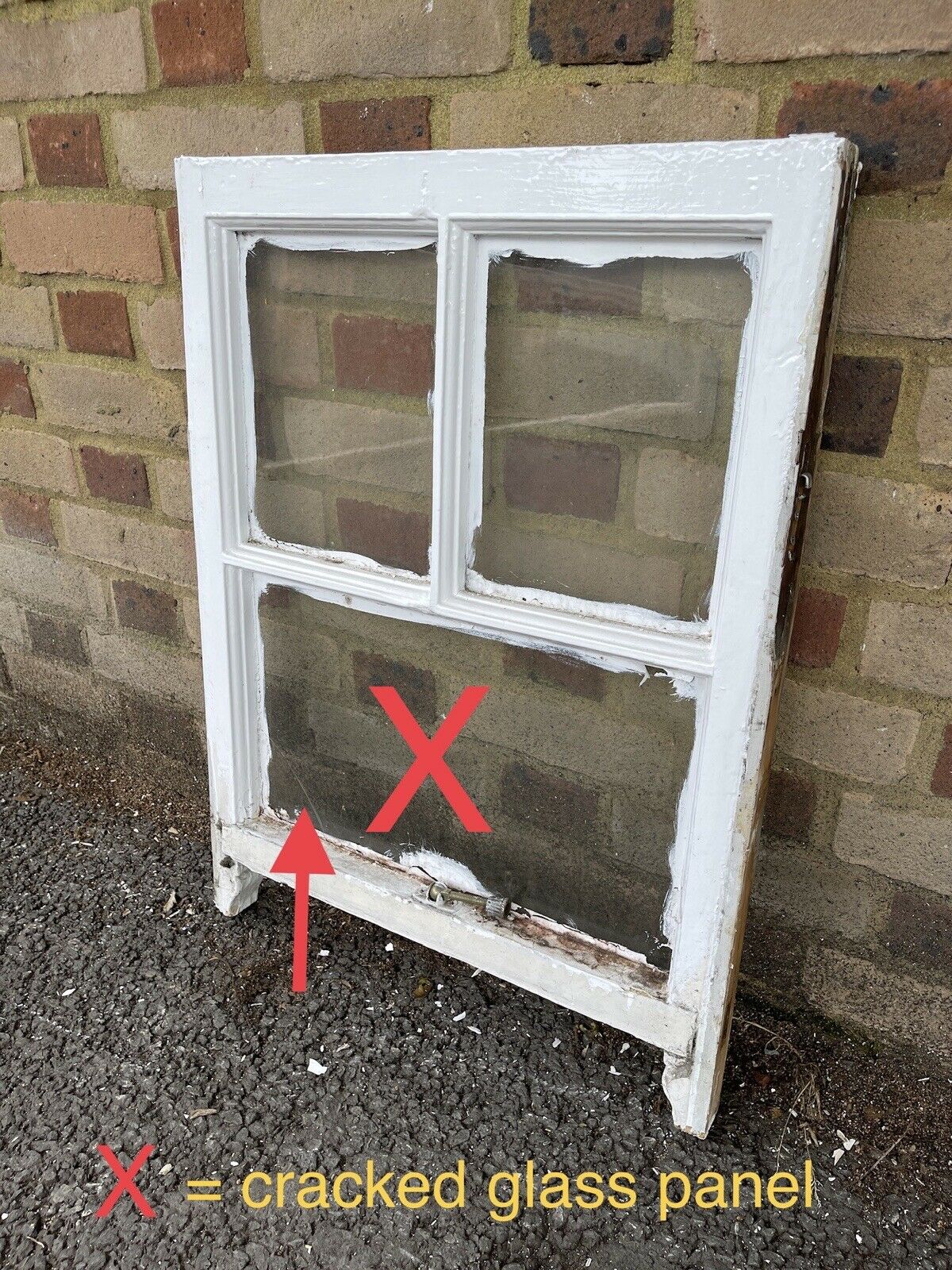 Reclaimed Old Georgian 3 Panel Wooden Sash Window 520 x 705mm