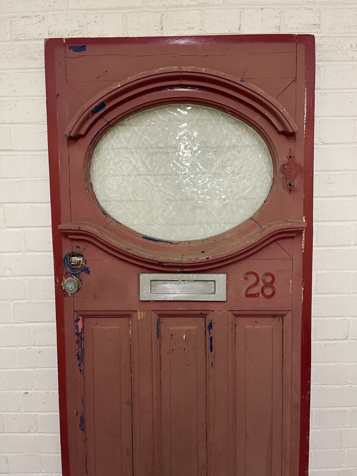 Reclaimed Old 1930s Edwardian Wooden Panel Front Door 1990 Or 1985mm x 755mm