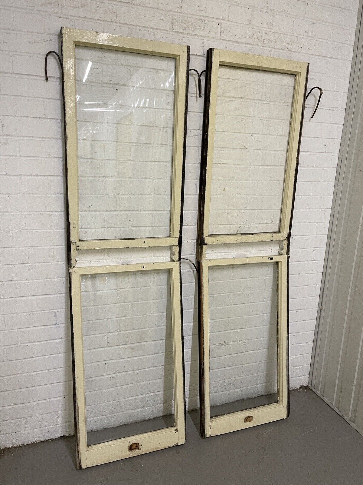 Two Pairs Of Reclaimed Old Victorian Panel Wooden Panel Sash Window