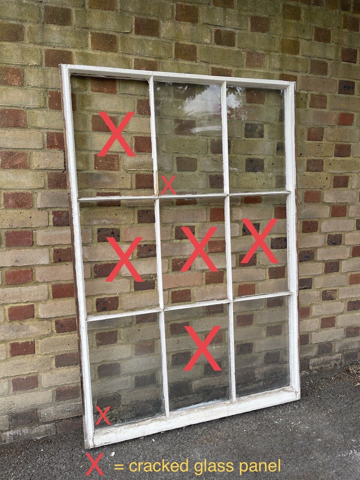 Large Reclaimed Old Georgian 9 Panel Wooden Window 1540 1525 x 1040mm