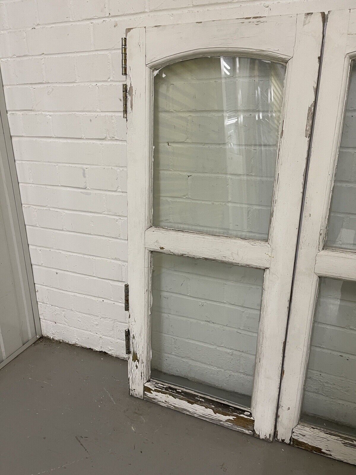 Two Pairs Of French Arch Double Glazed Wooden Windows 1040 x 895mm 1040 x 895mm