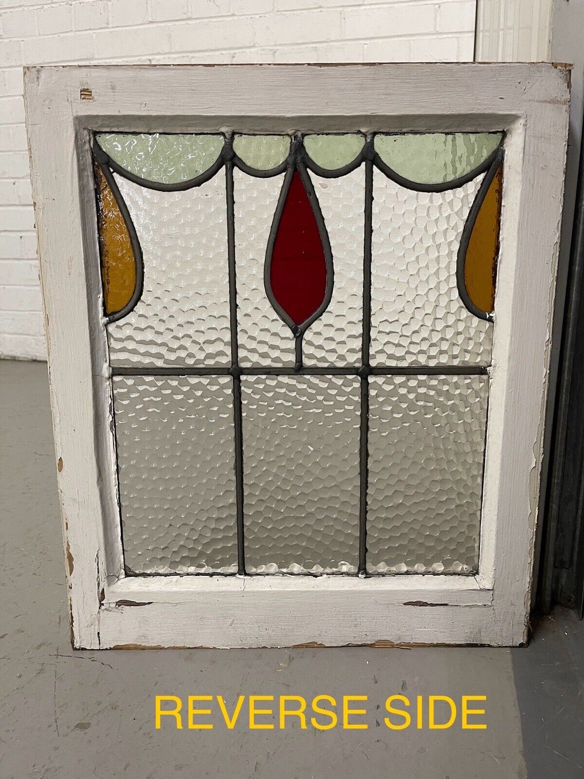 Reclaimed Leaded Light Stained Glass Window Panel 430 x 505mm