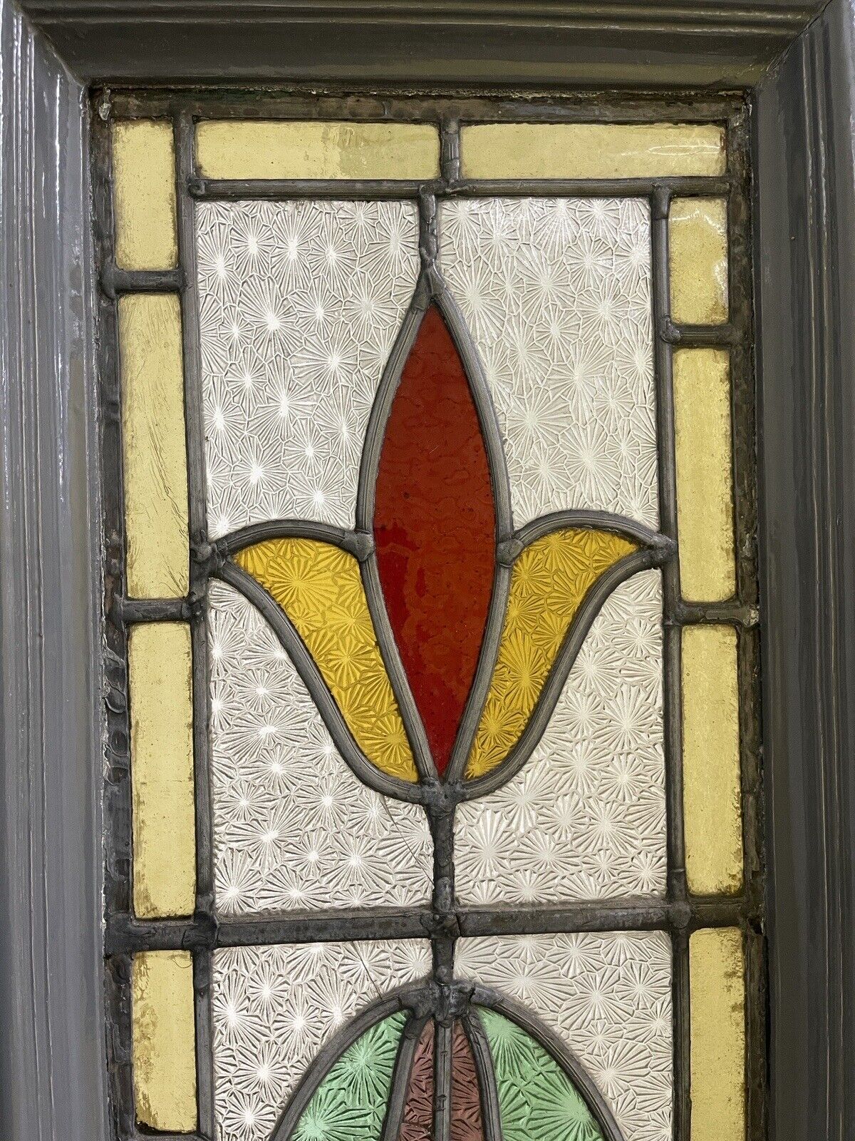 Reclaimed Victorian Edwardian Wooden Panel Stained Glass Front Door 1975 x 760mm