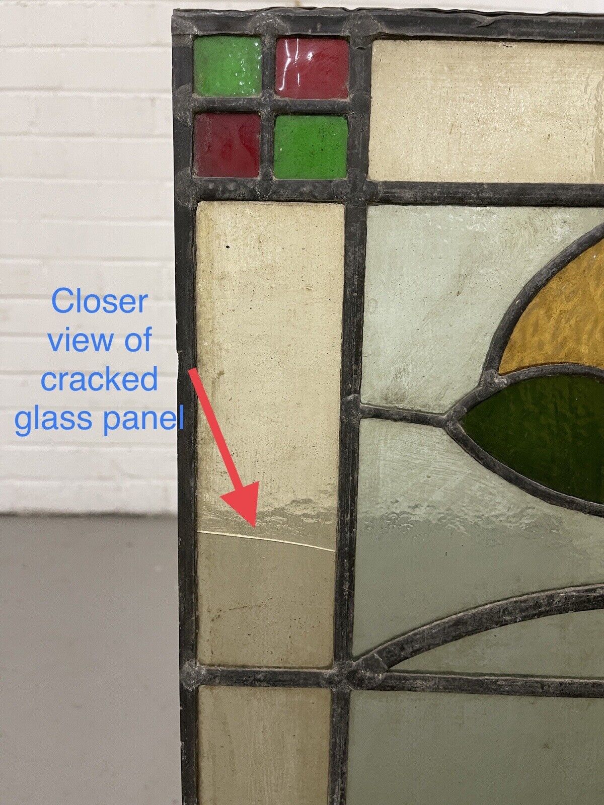 Reclaimed Leaded Light Stained Glass Art Nouveau Window Panel 680 x 620mm