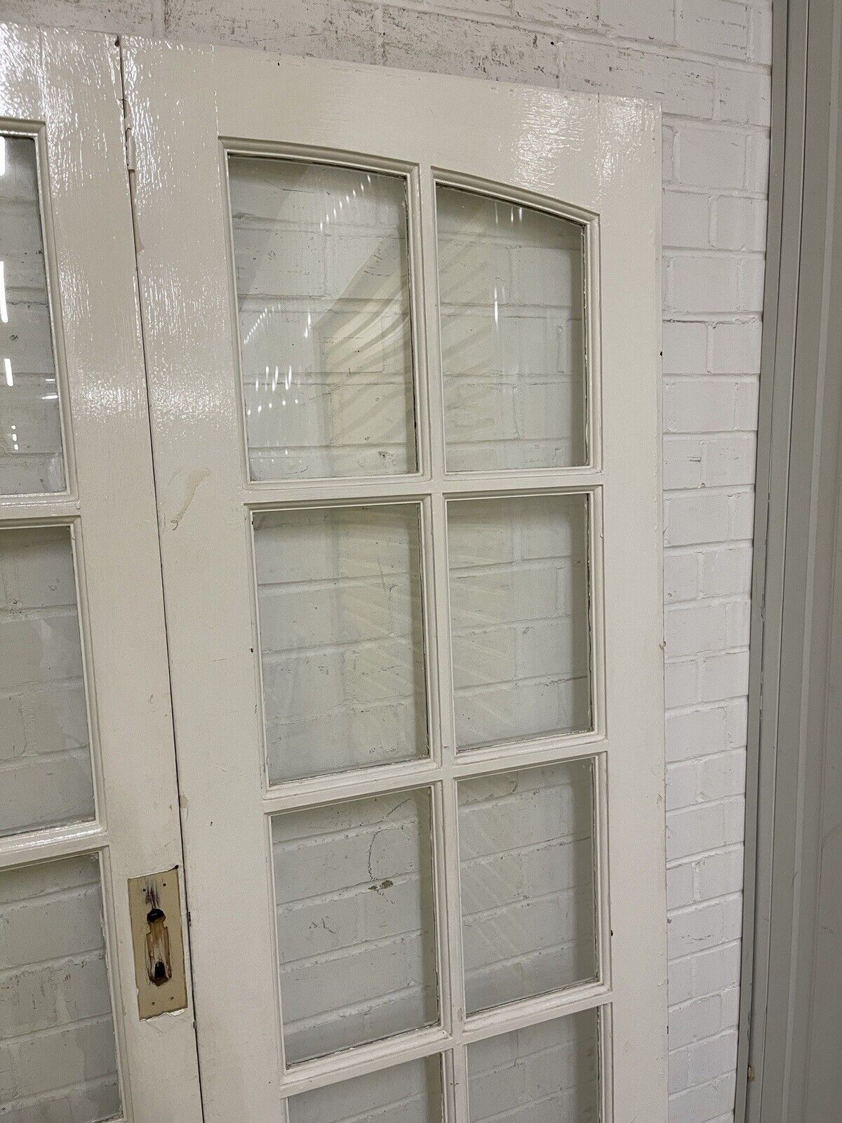 Reclaimed Old Georgian French Single Panel Glass Wooden Double Doors 1915 x 1170